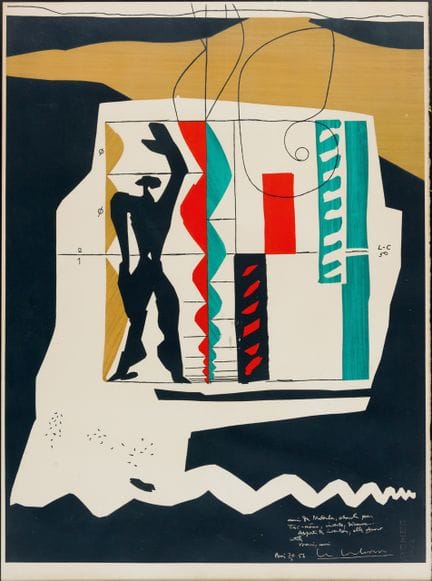 勒·柯布西耶（1887-1965）
《模数》（Le Modulor） 
 
 纸本彩色石版画，印有“