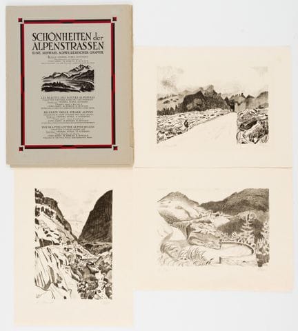 库诺·阿米埃特（1868-1961）
阿尔卑斯山道路 
 
 3幅纸本石版画，铅笔签名并标注日期“2