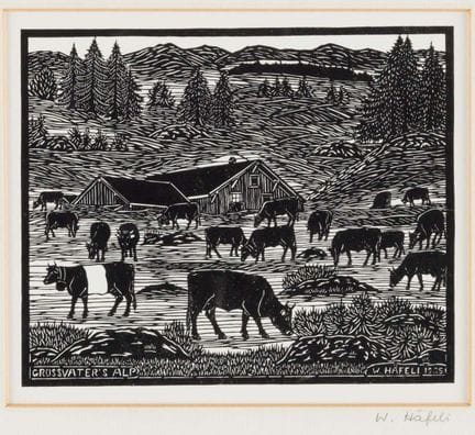 维尔纳·哈费利（1921-2010）
《祖父的高山牧场》
 
 剪纸，署名并标注1985年
 
 
