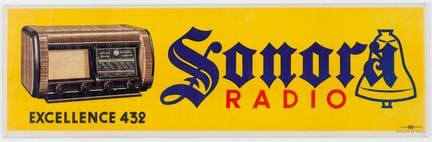 SONORA 收音机“Excellence 432”型号广告海报
法国复古海报，装裱在有机玻璃板后，
