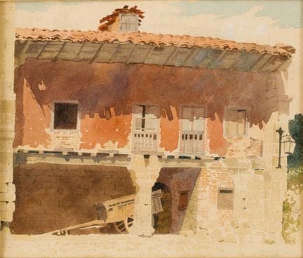 欧内斯特·迈克尔·丁克尔（1894-1983）
《西班牙桑蒂利亚纳的老房子》，一栋房子的景致 
 
