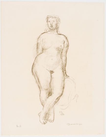 奥托·查尔斯·班宁格（1897-1973）
正面女性裸体 
 
 纸上石版画 第2号，版面上以铅笔签