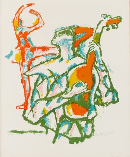 阿洛伊斯·卡里吉埃（1902-1985）
哈莱昆与舞者 
 
 纸本彩色石版画 45/50，用铅笔签