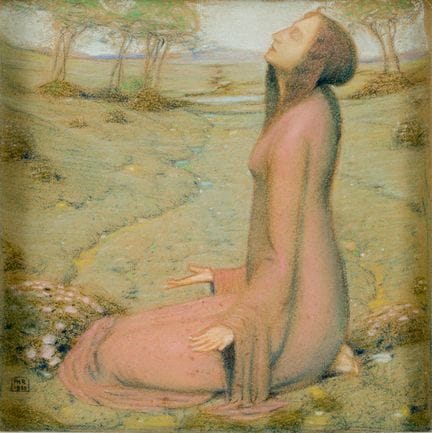 菲利普·罗伯特（1881-1930）
《风景中的女子》 
 纸本粉彩，背面加衬硬纸板，带有签名缩写及