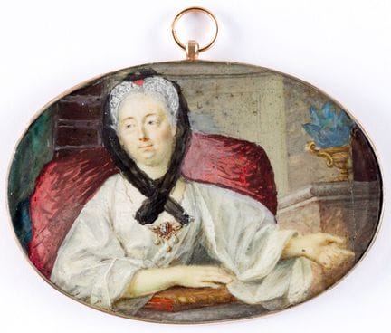 未知画家
一位女士的肖像 
 
 水粉画，18世纪 
 
 
 5.5 × 8 厘米