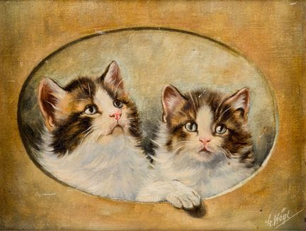 贝诺·科格尔（Benno KÖGL，1892-1973），据传为
《一对猫》
 
 布面油画，重新衬