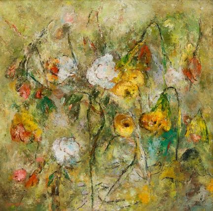 陈洪（XX）
抽象花束 
 
 布面油画，署名 
 
 
 76 × 76 厘米，带画框尺寸 83 