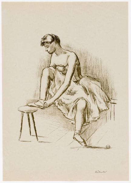 赫尔曼·胡巴赫（1885-1976）
《芭蕾舞者》 
 
 纸上石版画，铅笔签名并标注日期约1930