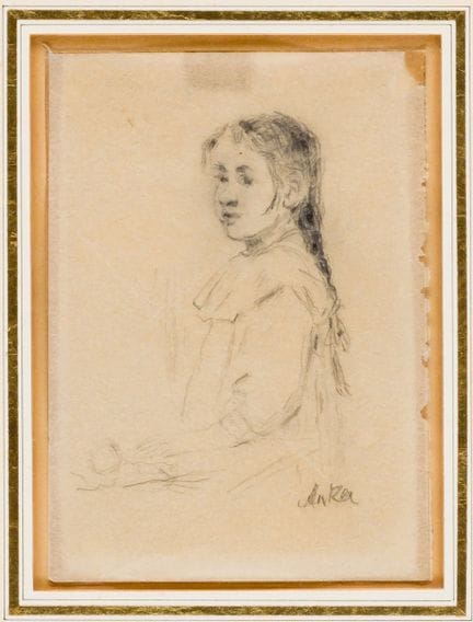 阿尔伯特·安克（1831-1910）
《少女肖像》 
 
 极薄纸上铅笔画，署名 
 
 
 11.