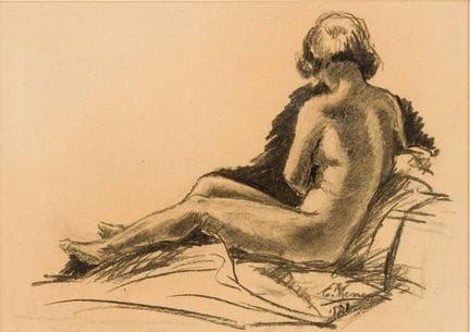 未知艺术家
《坐姿女性裸体》
 
 纸本炭笔画，签名和日期难以辨认
 
 
 画芯尺寸 21.5 x