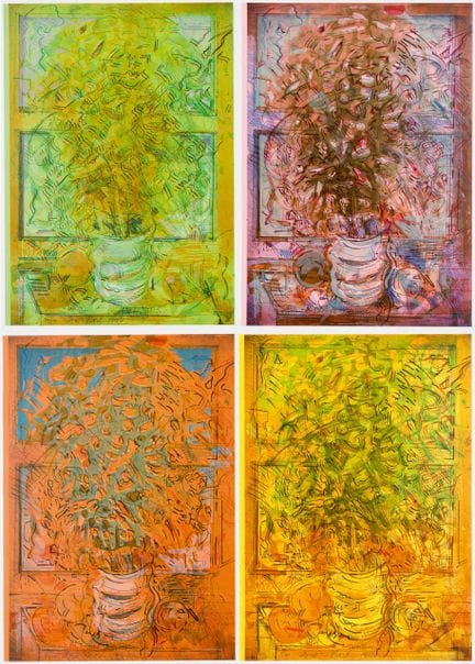 迪特尔·罗特（Dieter ROTH，1930-1998）
《花卉静物第10号》（黄色、橙色、粉色和