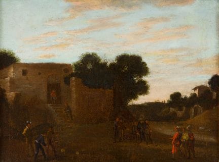 未知艺术家
《人物众多的场景》
 
 布面油画，约18世纪
 
 
 39.7 × 53 厘米，画框