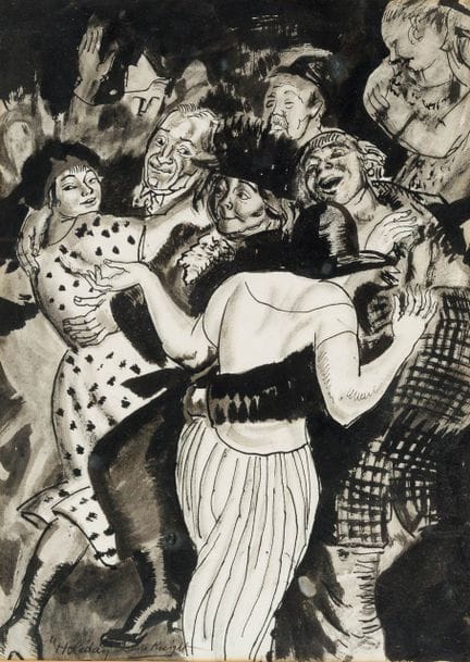 劳拉·奈特（1877-1970）
《假日》 
 
 纸本石墨与墨水，署名 
 
 
 画芯尺寸 34