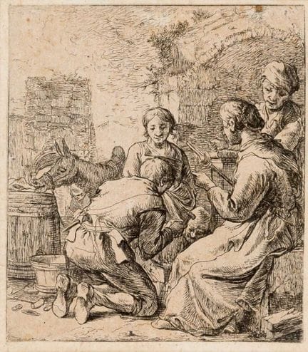 彼得·雅各布兹·范·拉尔（1599—约1642）
《未婚女子与铁匠》
 
 纸本蚀刻版画，带纸边框，