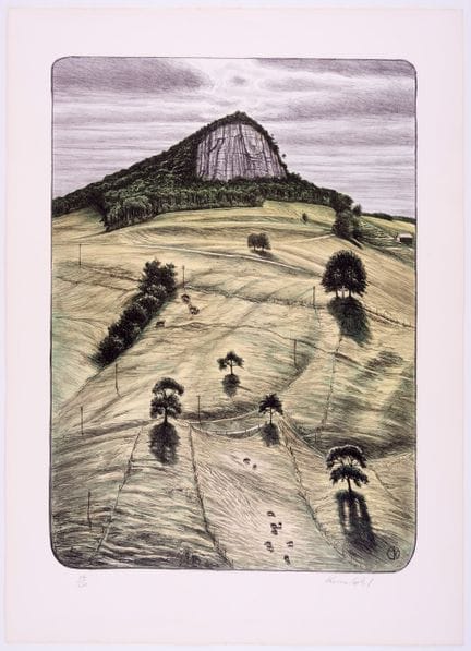尤尔格·克赖恩布赫尔（1932-2007）
《弗卢伯格》 
 
 纸本彩色石版画 84/120，铅笔