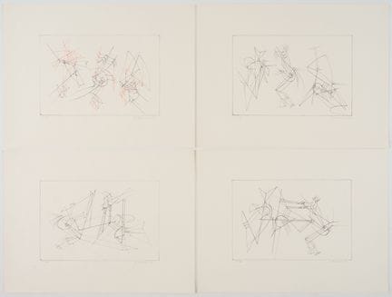 沃尔特·博德默（1903-1973）
《三人物游戏》I-IV 
 
 4幅纸本石版画（锌版画），编号