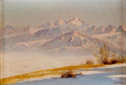 路易·卡米尔·吉亚诺利（1868-1957）
《雾海》，萨勒夫山远景 
 
 布面油画，署名 
 

