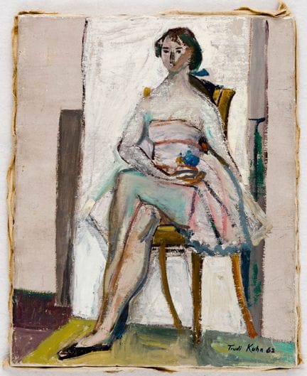特鲁迪·库恩（Trudy KUHN，1912-？）
画作双面作画，正面描绘了一位端坐的芭蕾舞者，背面