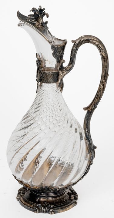 CARAFE EN CRISTAL FRANÇAIS AVEC MONTURE EN ARGENT

