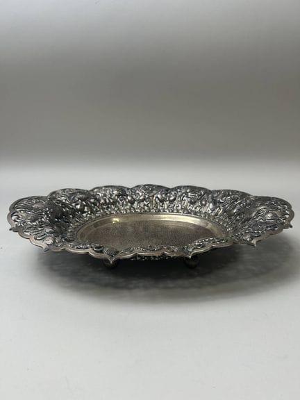 CHINA, Ovale Schale aus 800er Silber mit durchbroc