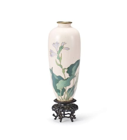 Jarrón de cloisonné decorado con remates «giboshi»