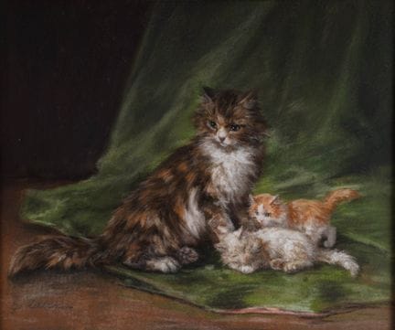 Marie Yvonne LAUR (1879–1943). 
A cat and her kitt
