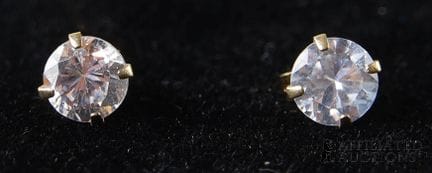 Boucles d'oreilles solitaires en diamant, or 14 ca