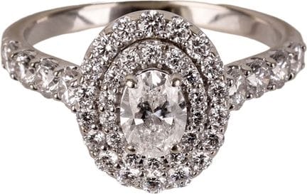 14-karätiger Diamantring mit ovalem Schliff und do