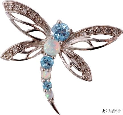 Pendentif libellule en or blanc 10 carats, Alwand 