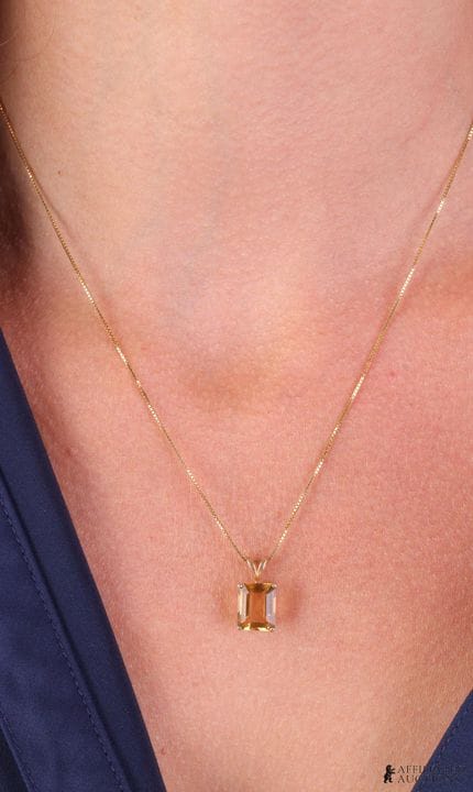 Collier en or jaune 14 carats avec citrine de 3 ca
