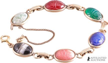 Bracelet « Egyptian Revival » en or et pierres, or