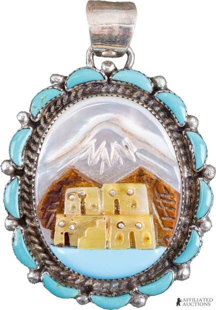 Pendentif « Southwest » en argent 925 et nacre. Pe