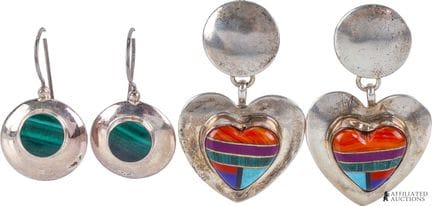Parure de boucles d'oreilles en argent incrustées 