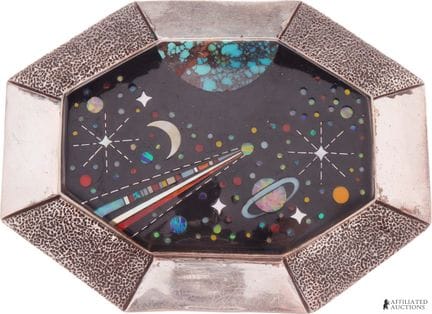 Boucle de ceinture « Scène spatiale » Glodove, arg