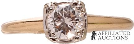 Bague solitaire en or jaune 14 carats  Bague vinta