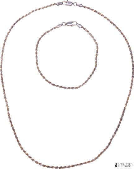 Ensemble collier et bracelet bicolores en argent 9