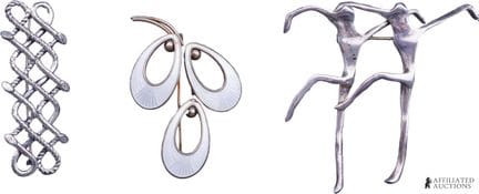 Lot de 3 broches anciennes en argent de la marque 
