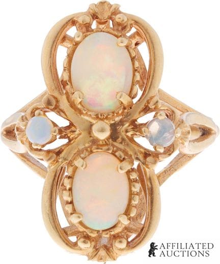 Bague antique en or jaune 14 carats et opale, de f
