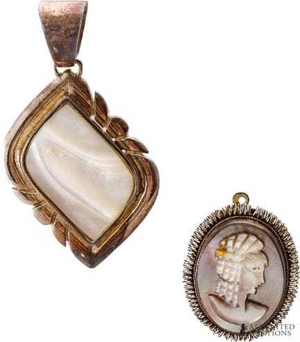 Pendentifs en argent sterling avec camée en nacre 