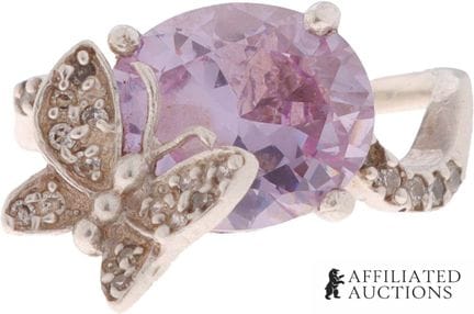 Bague fantaisie « Rose de Paris » avec améthyste e