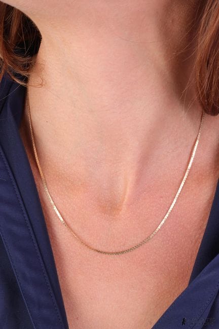 Collier à chaîne en or 14 carats, motif chevrons  