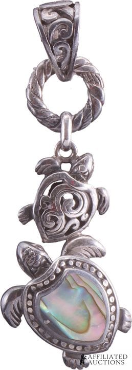 Pendentif « Double Tortue » en argent sterling 925