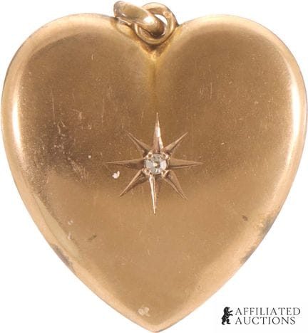 Pendentif victorien en forme de cœur en or avec pi