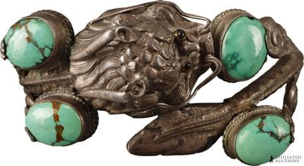 Bracelet manchette « Dragon asiatique » en argent 