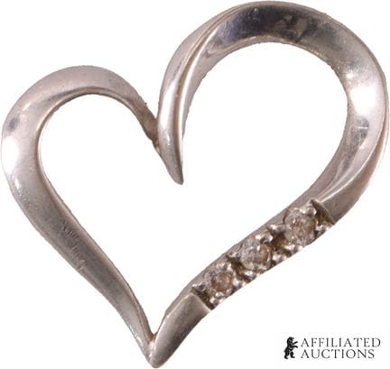Pendentif « Cœur ouvert » en or blanc 10 carats – 