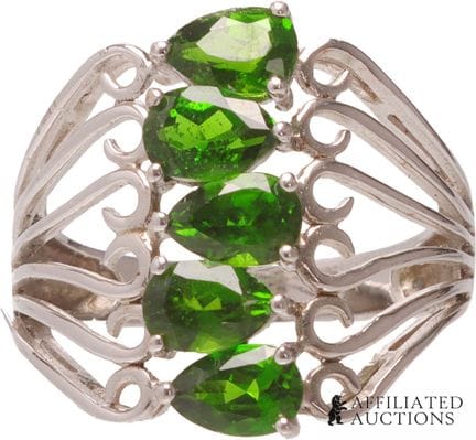 Bague en diopside en argent sterling 925, cinq pie
