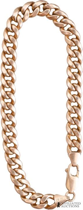 Bracelet en or jaune 10 carats à maillons cubains 