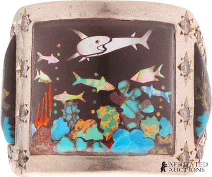 Bague Glodove en argent 925 avec mosaïque marine e