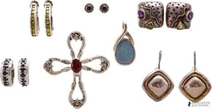 Lot de 7 boucles d'oreilles et pendentifs en argen