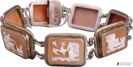 Bracelet vintage en argent 800 avec camées  Bracel